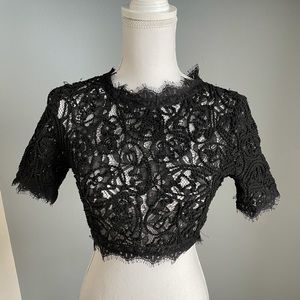 a. peach Lace Cropped Blouse, S